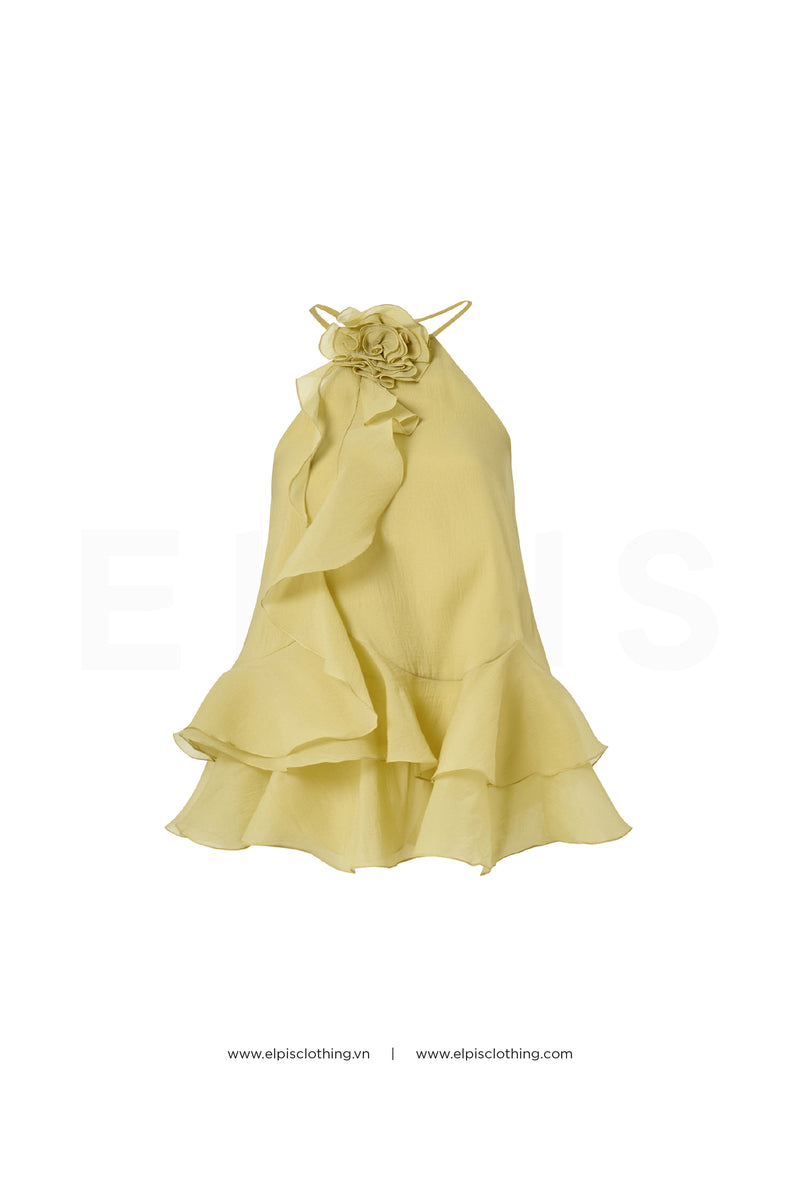 Mini A-line dress featuring halter top | SP23D91