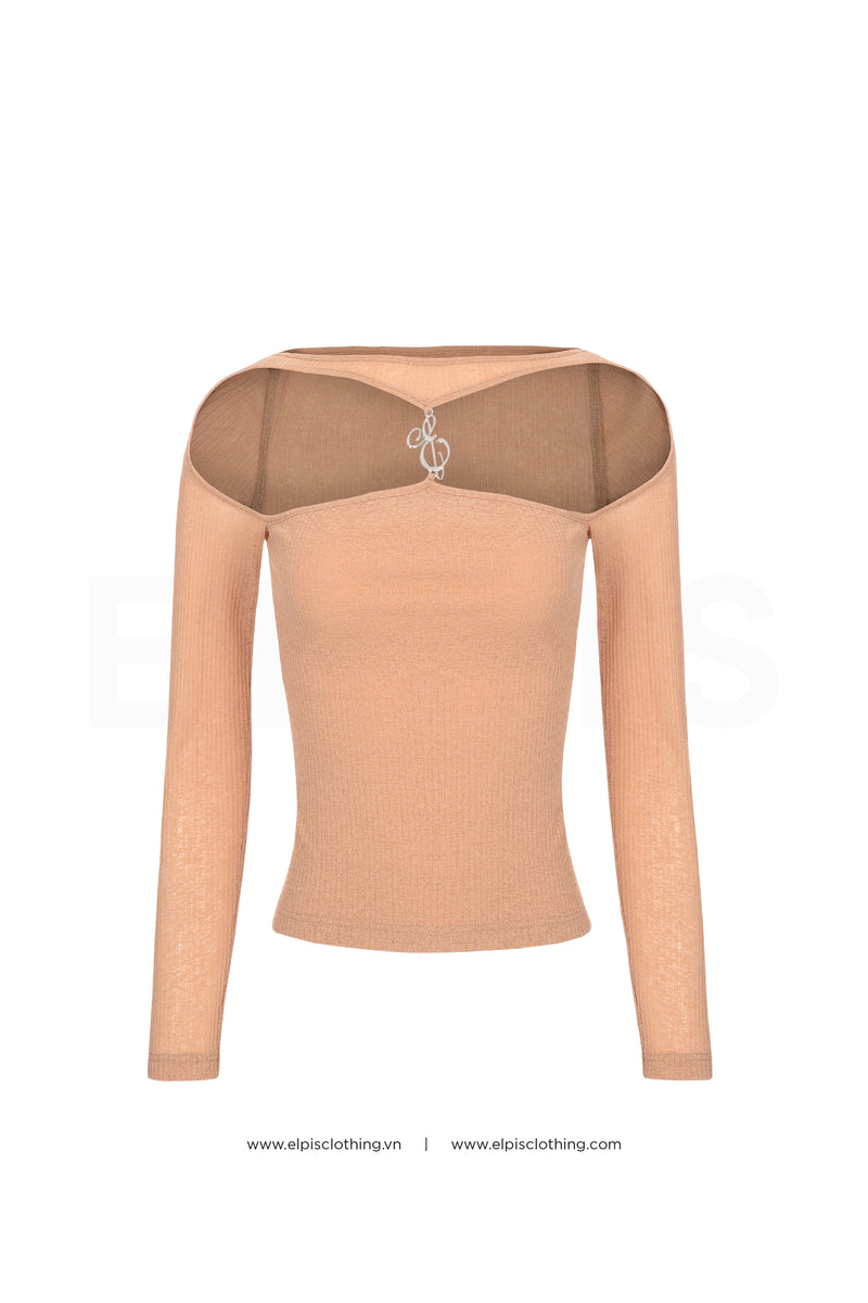 knit top featuring long sleeves cut-out detailing | SS23T89