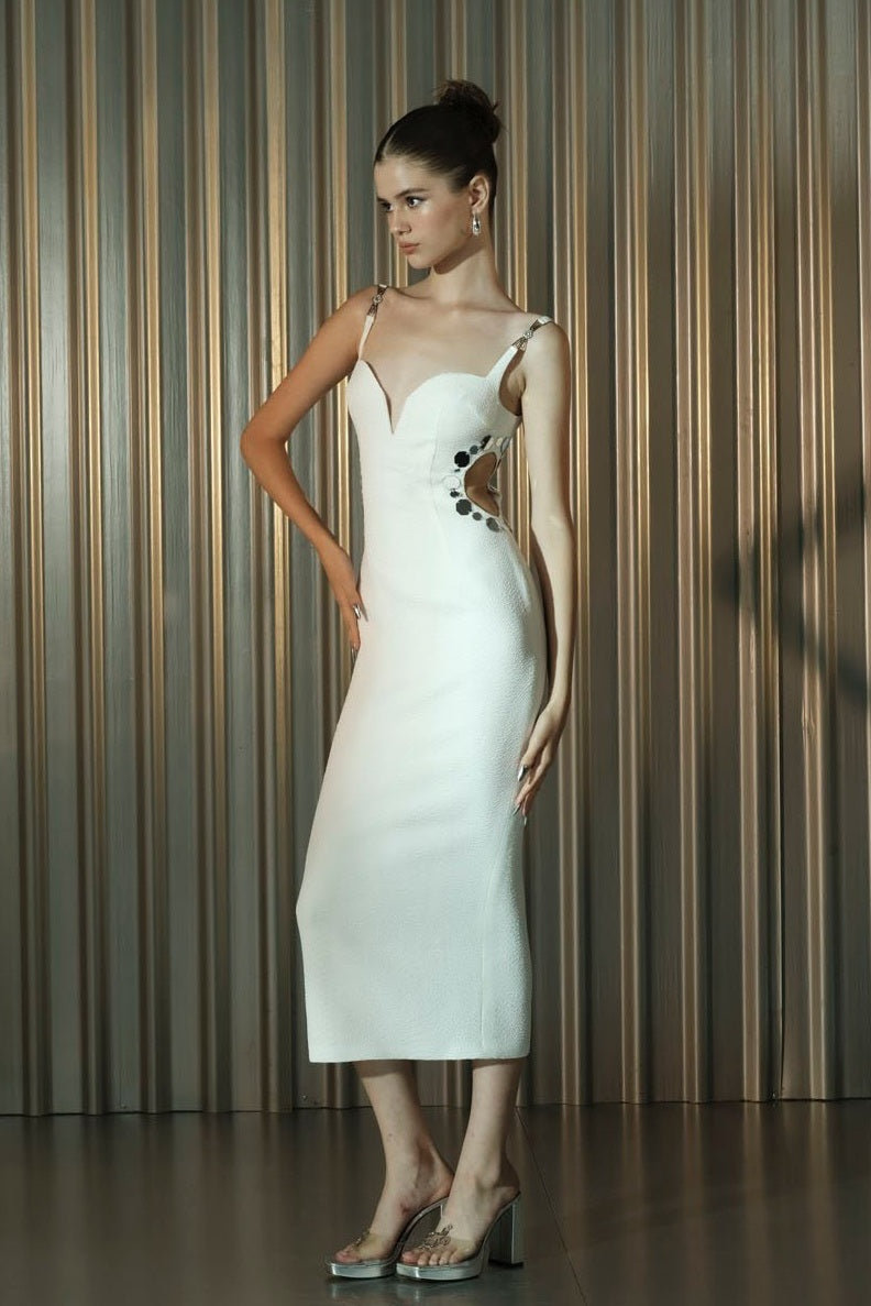 Body dress featuring cutouts detailing V neckline | FW22D10